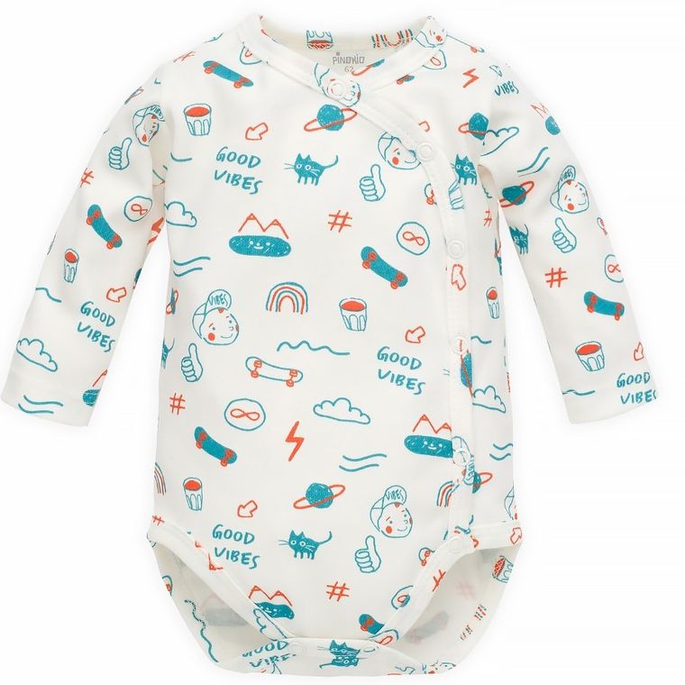 Body chłopięce z długim rękawem, ecru, Orange Flip, Pinokio