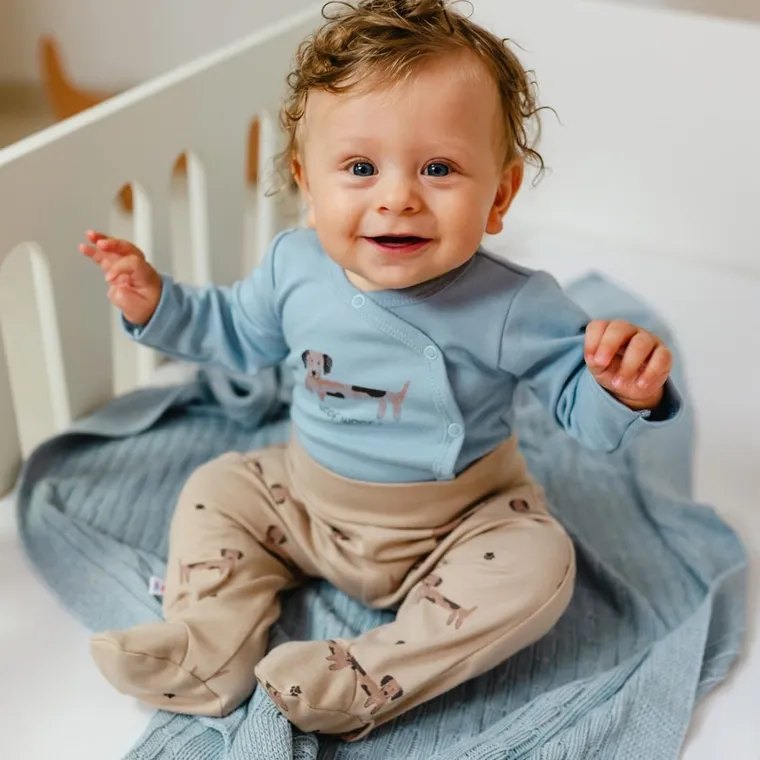 Body chłopięce z długim rękawem, niebieskie, Eevi