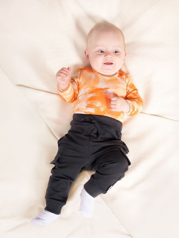 Body chłopięce z długim rękawem, pomarańczowe, Nicol