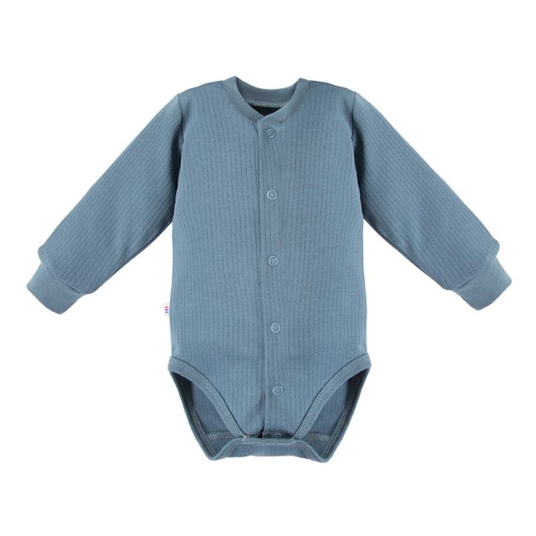 Body chłopięce z długim rękawem, prążkowane, niebieskie, Eevi