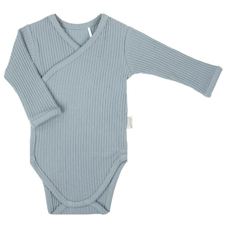 Body chłopięce z długim rękawem, prążkowane, niebieskie, Nicol