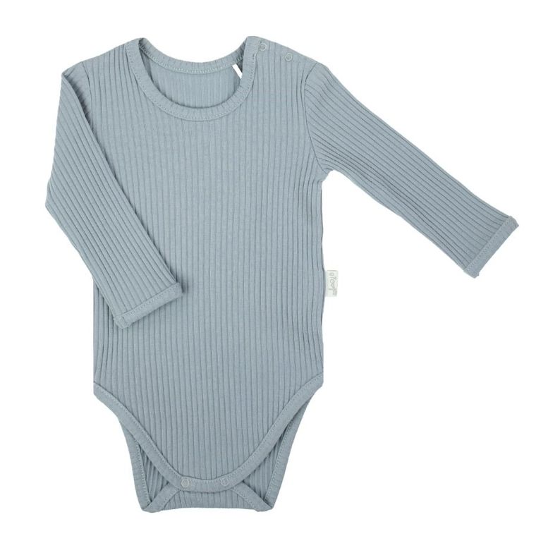 Body chłopięce z długim rękawem, prążkowane, niebieskie, Nicol