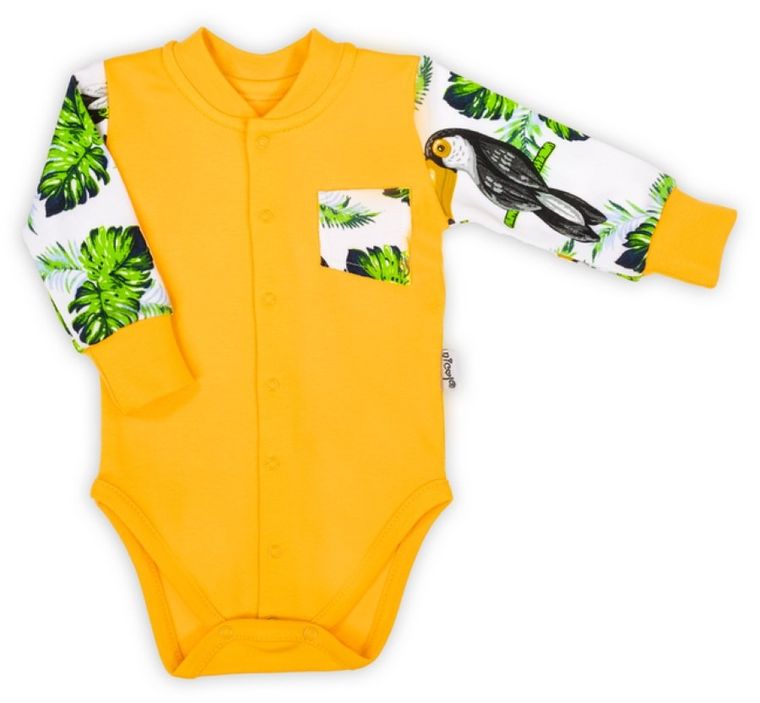 Body chłopięce z długim rękawem, żółto-białe, Nicol