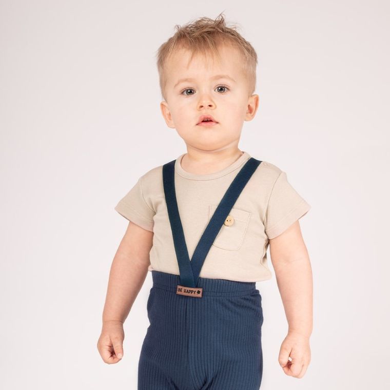 Body chłopięce z krótkim rękawem, beżowe, Nicol