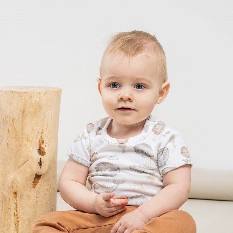 Body chłopięce z krótkim rękawem, białe, Nicol