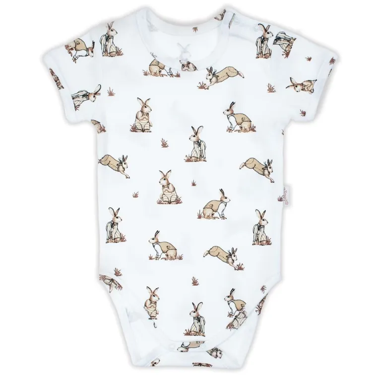 Body chłopięce z krótkim rękawem, białe, Nicol