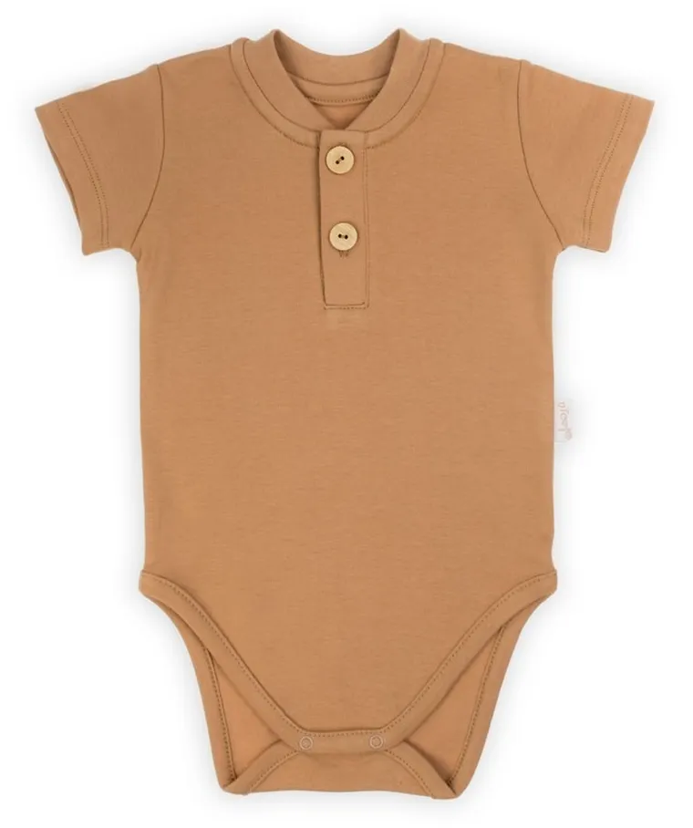 Body chłopięce z krótkim rękawem, brązowe, Nicol