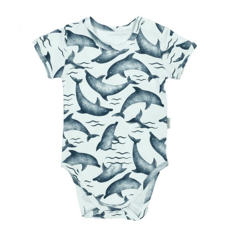 Body chłopięce z krótkim rękawem, mix, delfiny, Nicol