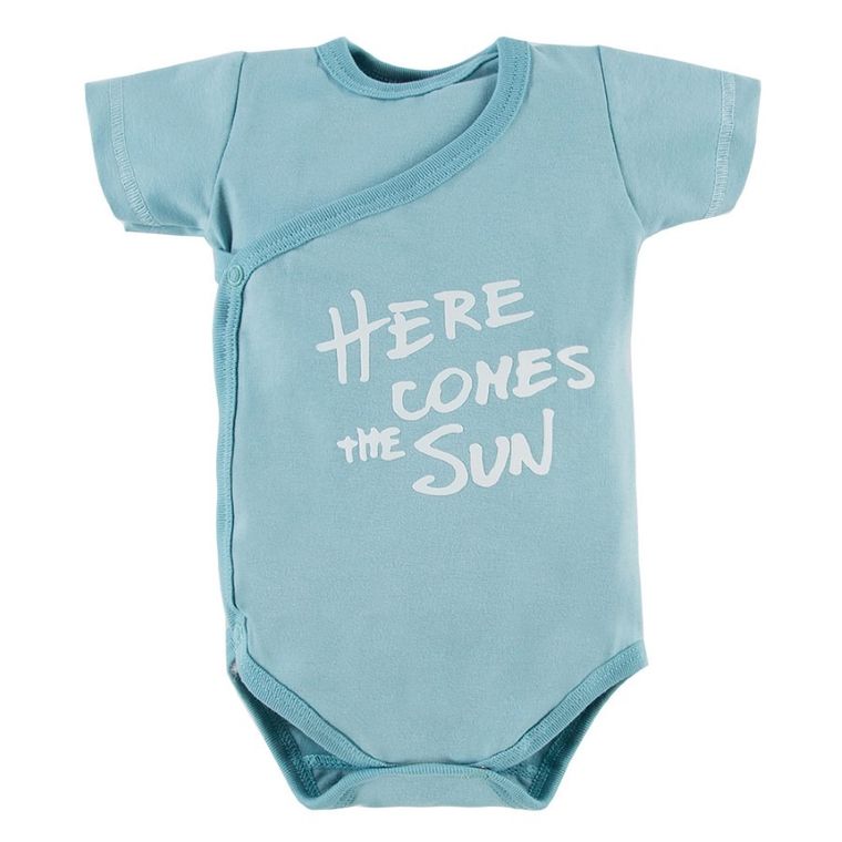 Body chłopięce z krótkim rękawem, niebieskie, Here comes the sun, Eevi