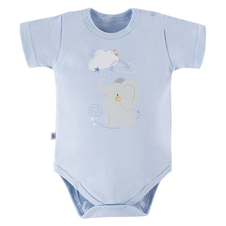 Body chłopięce z krótkim rękawem, niebieskie, słonik, Eevi