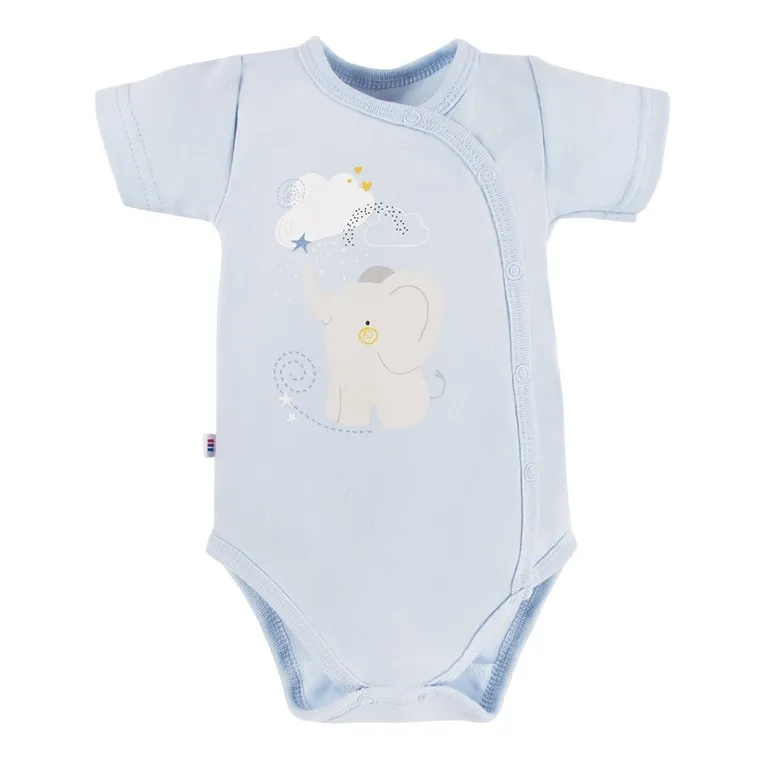 Body chłopięce z krótkim rękawem, niebieskie, słonik, Eevi