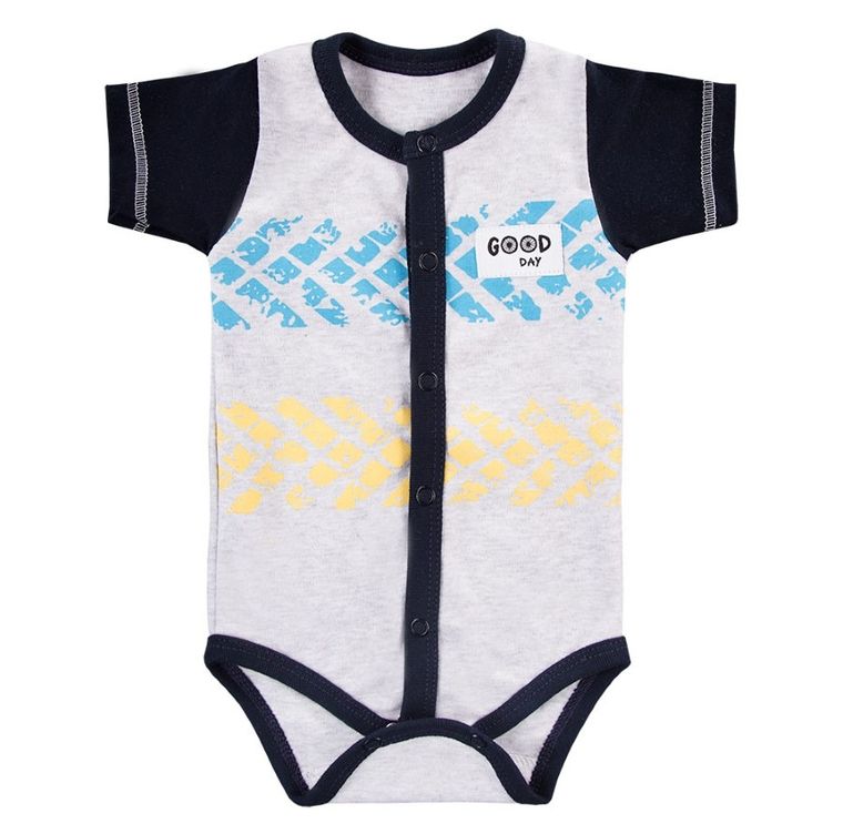 Body chłopięce z krótkim rękawem, szare, Eevi