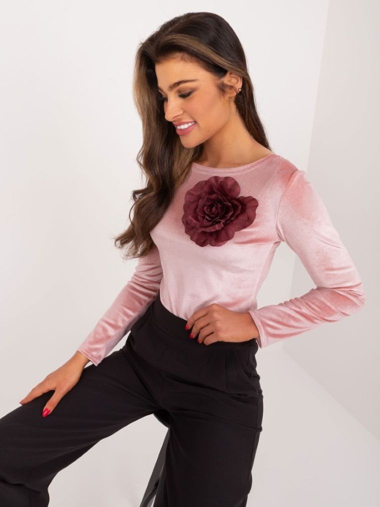 Body damskie z długim rękawem, różowe, Lakerta