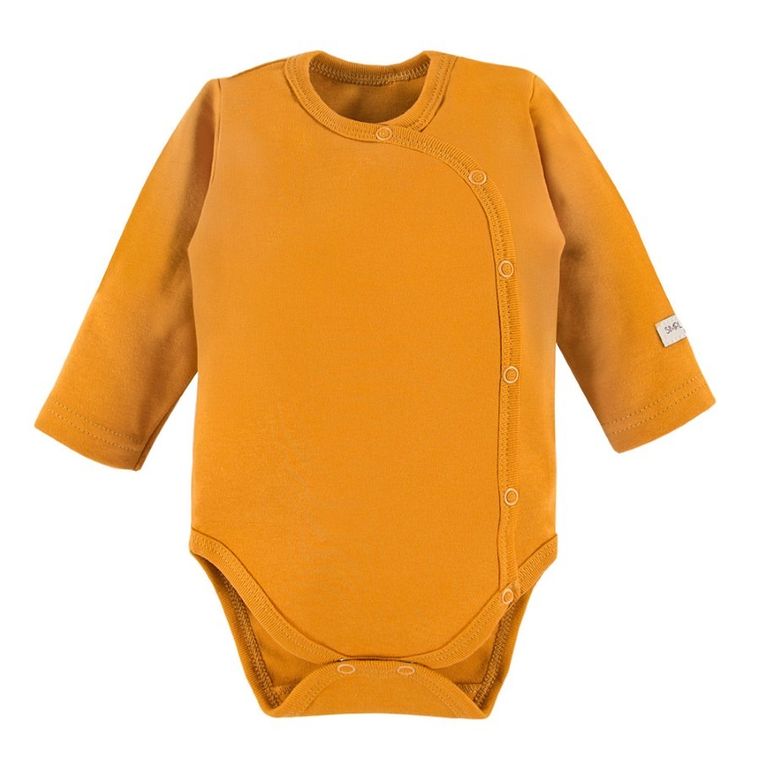 Body dziecięce z długim rękawem, musztardowe, Eevi