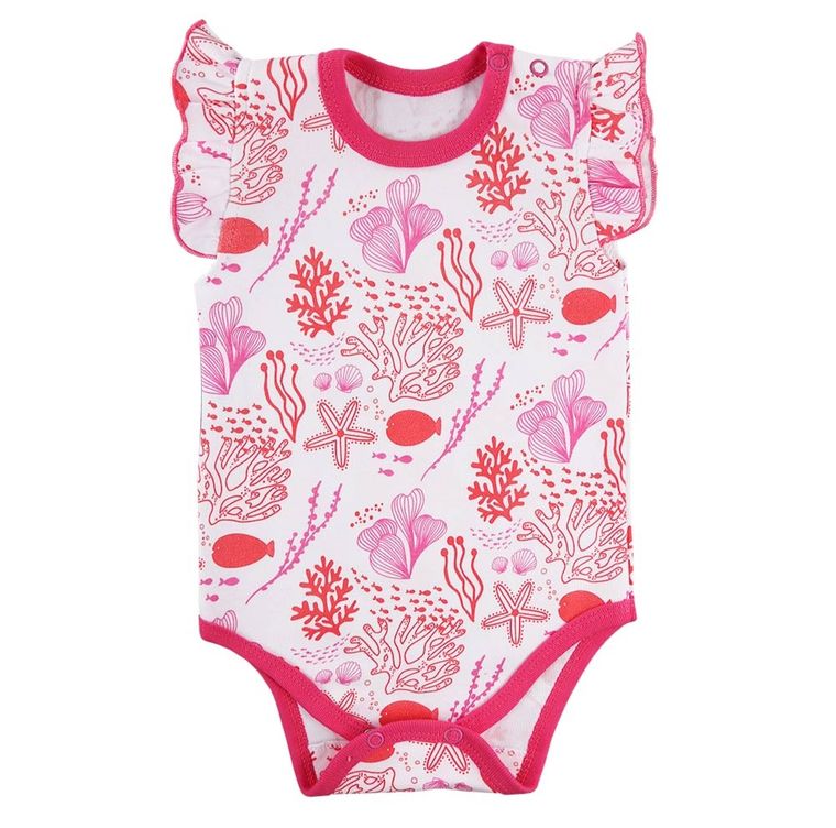 Body dziewczęce bez rękawów, białe, rafa koralowa, Eevi