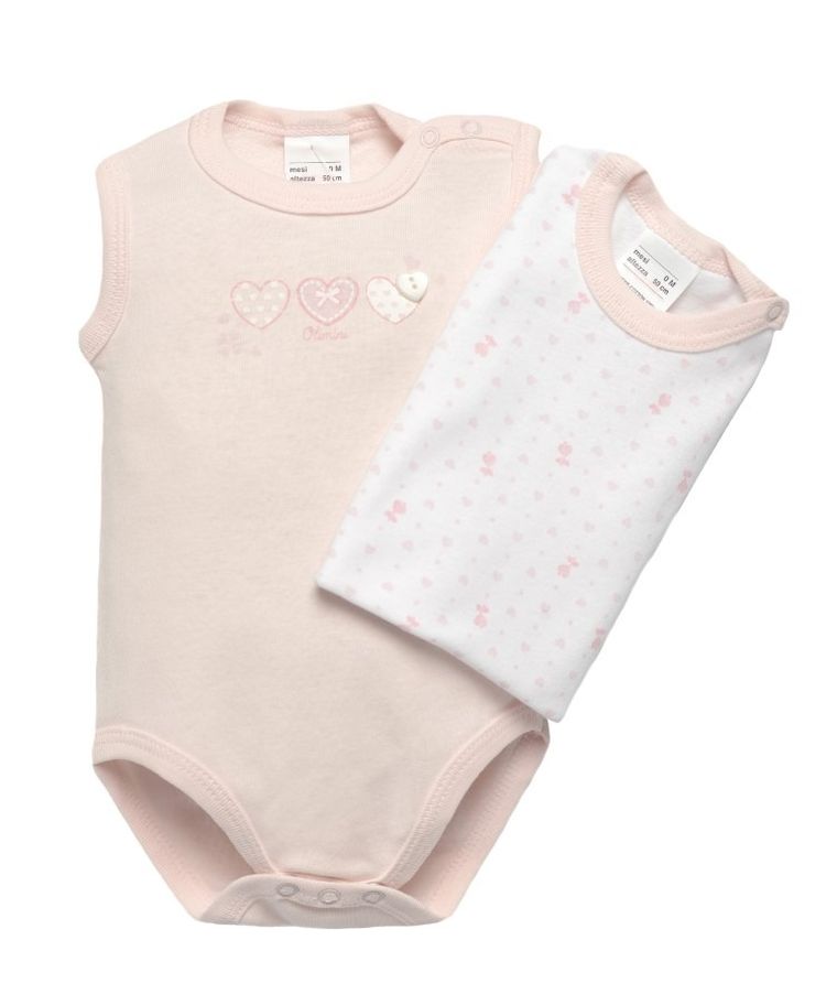 Body dziewczęce bez rękawów, białe, różowe, zestaw, 2 szt., Olimpias