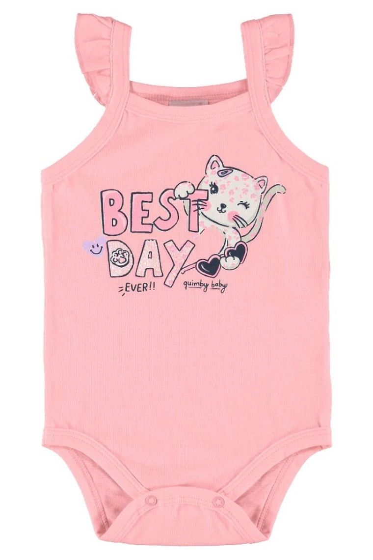 Body dziewczęce na ramiączka, różowe, Quimby