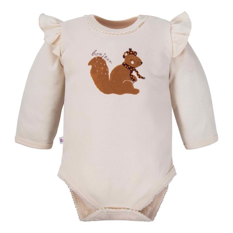 Body dziewczęce z długim rękawem, beżowe, Eevi