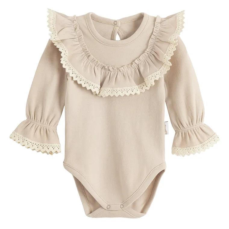 Body dziewczęce z długim rękawem, beżowe, Nicol