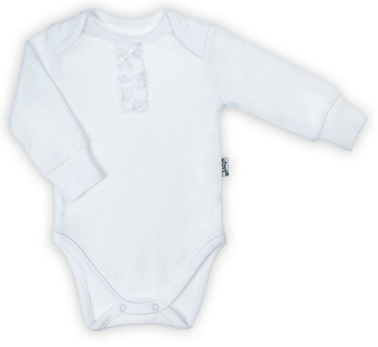 Body dziewczęce z długim rękawem, białe, Nicol