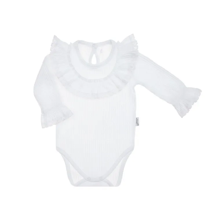 Body dziewczęce z długim rękawem, białe, Nicol