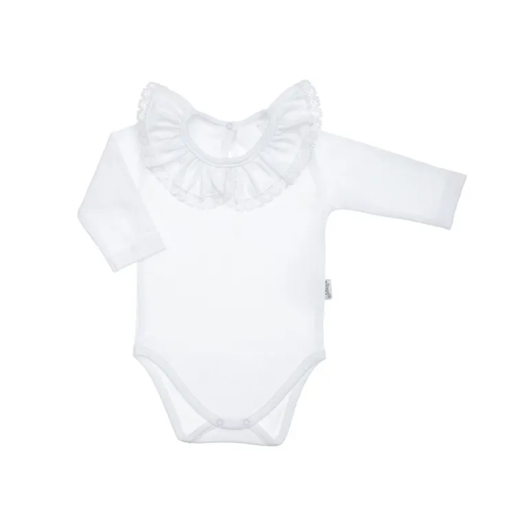 Body dziewczęce z długim rękawem, białe, Nicol