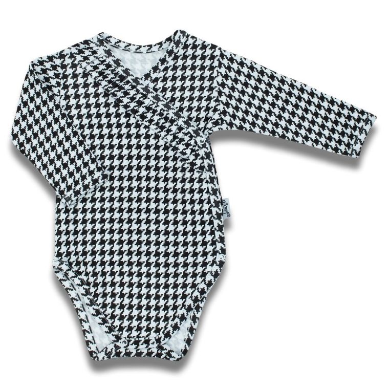 Body dziewczęce z długim rękawem, biało-czarne, Nicol