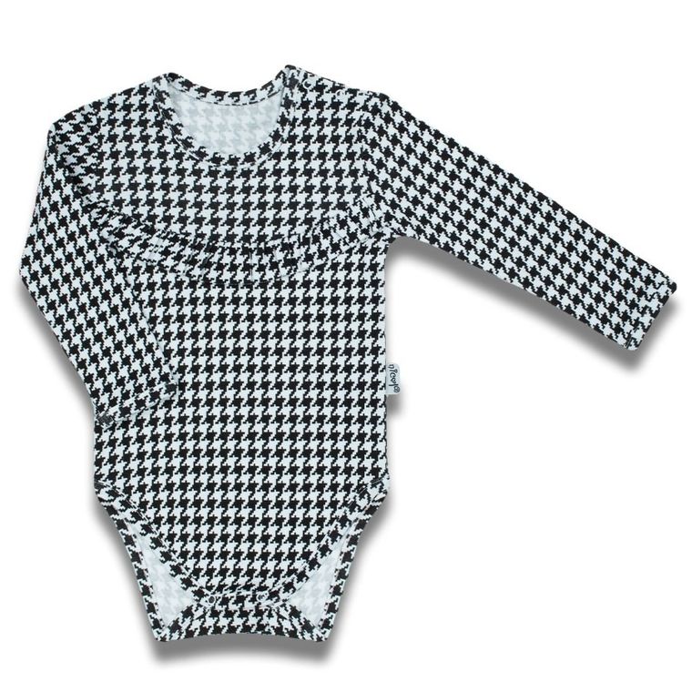 Body dziewczęce z długim rękawem, biało-czarne, Nicol