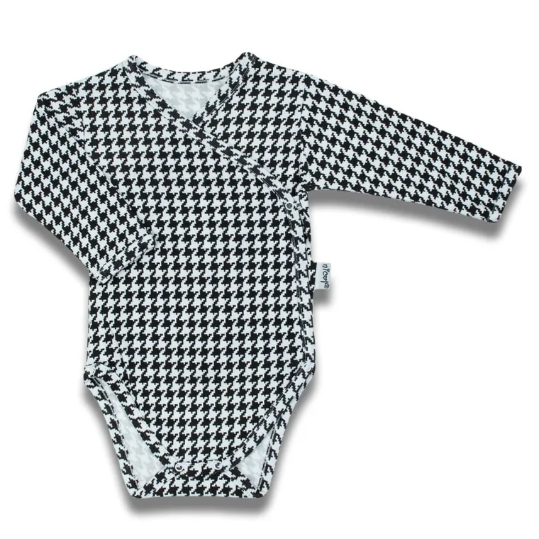 Body dziewczęce z długim rękawem, biało-czarne, Nicol