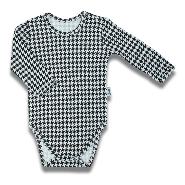 Body dziewczęce z długim rękawem, biało-czarne, Nicol