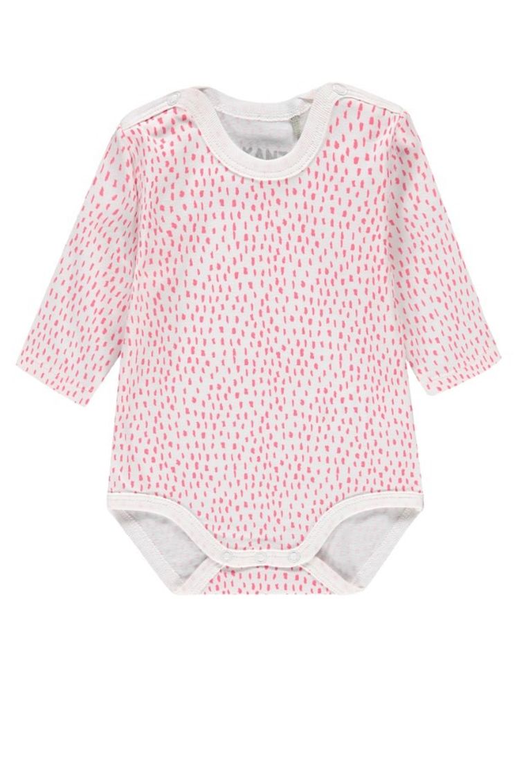 Body dziewczęce z długim rękawem, biało-różowe, Kanz