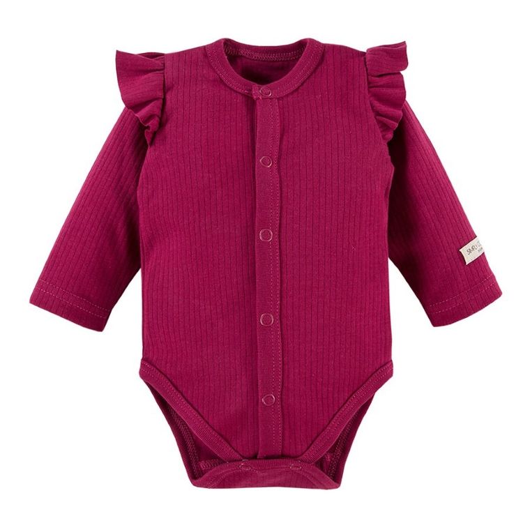 Body dziewczęce z długim rękawem, bordowe, rozpinane, Eevi