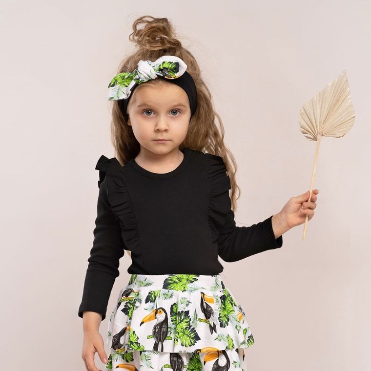 Body dziewczęce z długim rękawem, czarne, Nicol