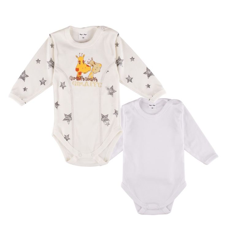 Body dziewczęce z długim rękawem, ecru, białe, zestaw, 2 szt., Tup Tup