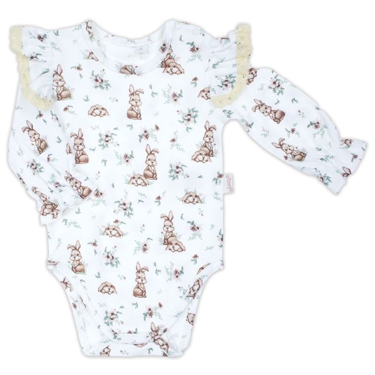 Body dziewczęce z długim rękawem, ecru, Nicol