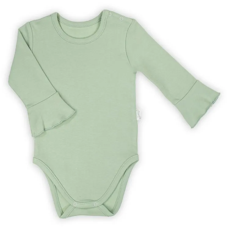 Body dziewczęce z długim rękawem, jasnozielone, Nicol