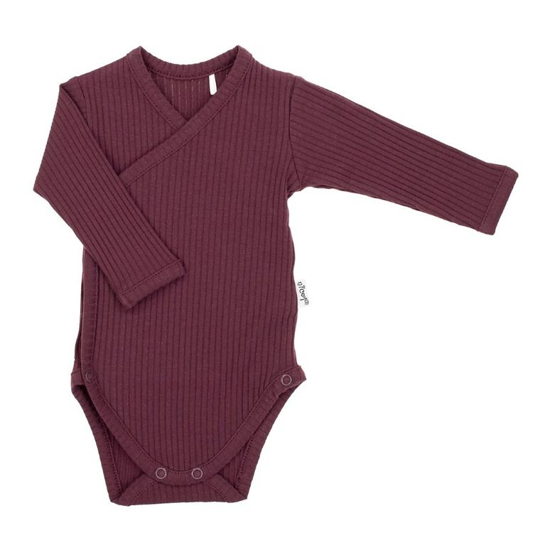 Body dziewczęce z długim rękawem, prążkowane, bordowe, Nicol