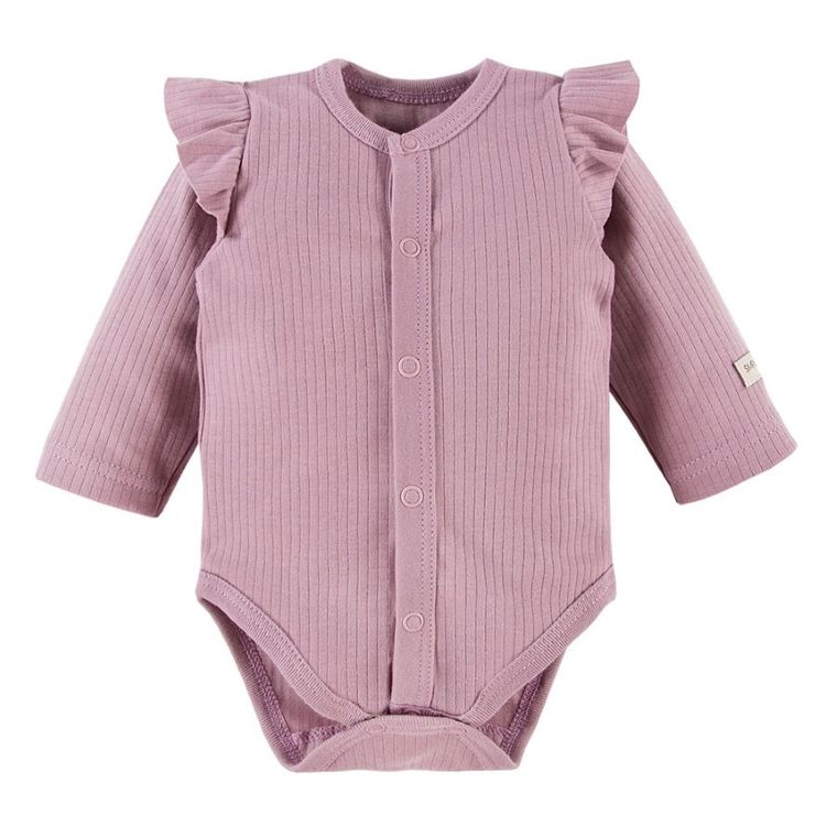 Body dziewczęce z długim rękawem, prążkowane, fioletowe, Eevi