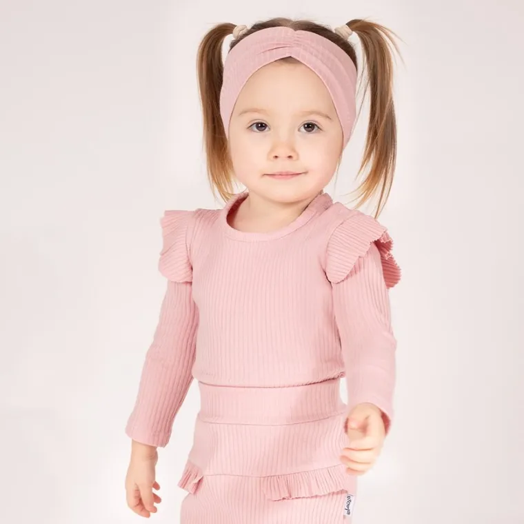 Body dziewczęce z długim rękawem, różowe, Nicol