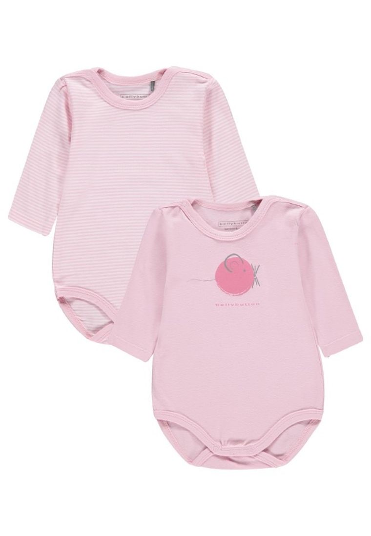 Body dziewczęce z długim rękawem, różowe, zestaw, 2 szt., Bellybutton