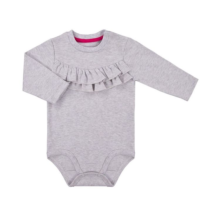 Body dziewczęce z długim rękawem, szare, Eevi