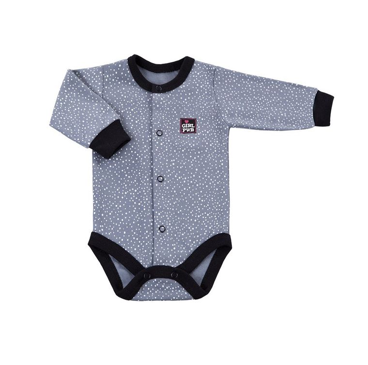 Body dziewczęce z długim rękawem, szare, Eevi