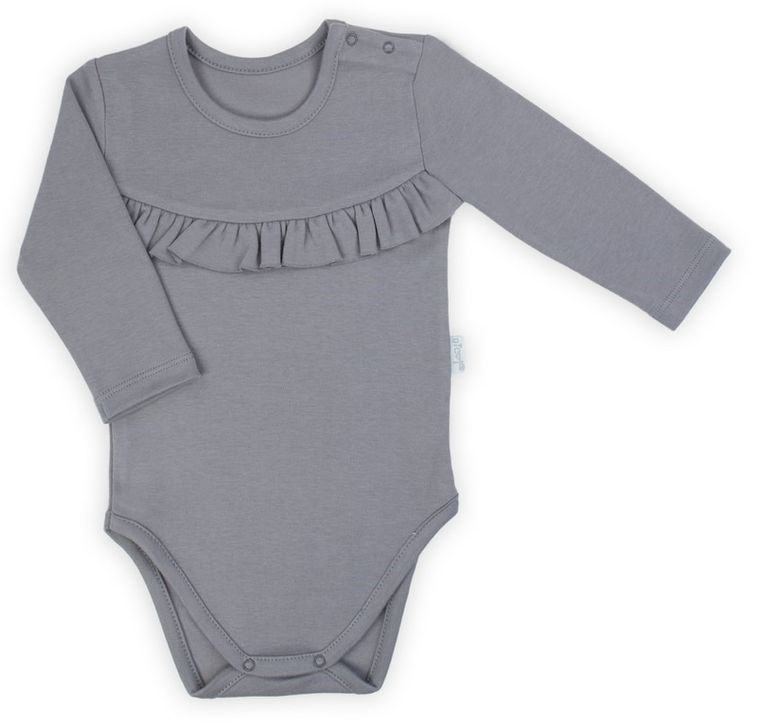 Body dziewczęce z długim rękawem, szare, Nicol