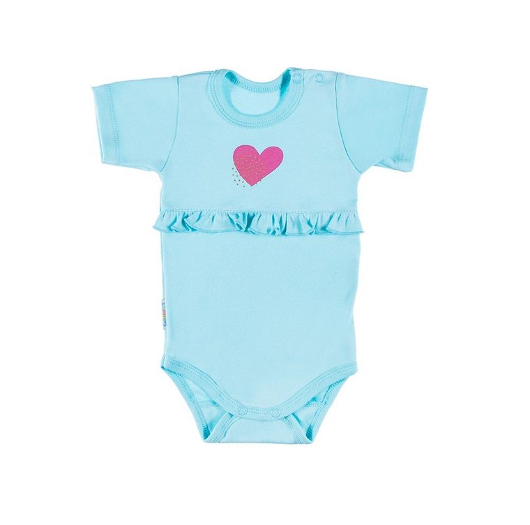 Body dziewczęce z krókim rękawem, turkusowe, Eevi