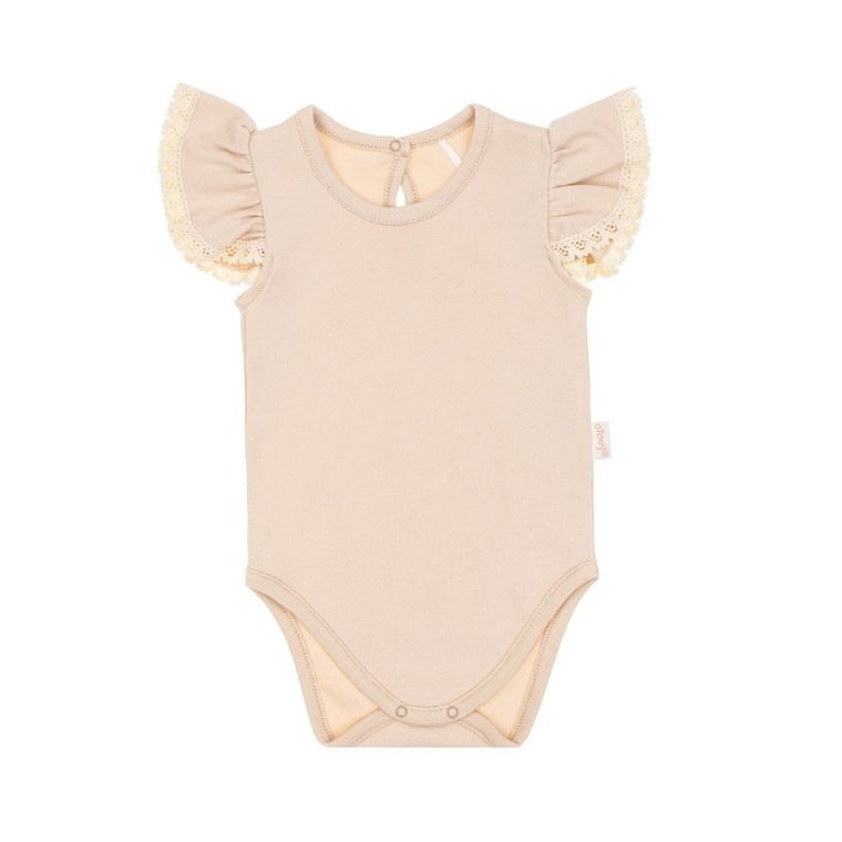 Body dziewczęce z krótkim rękawem, beżowe, Nicol