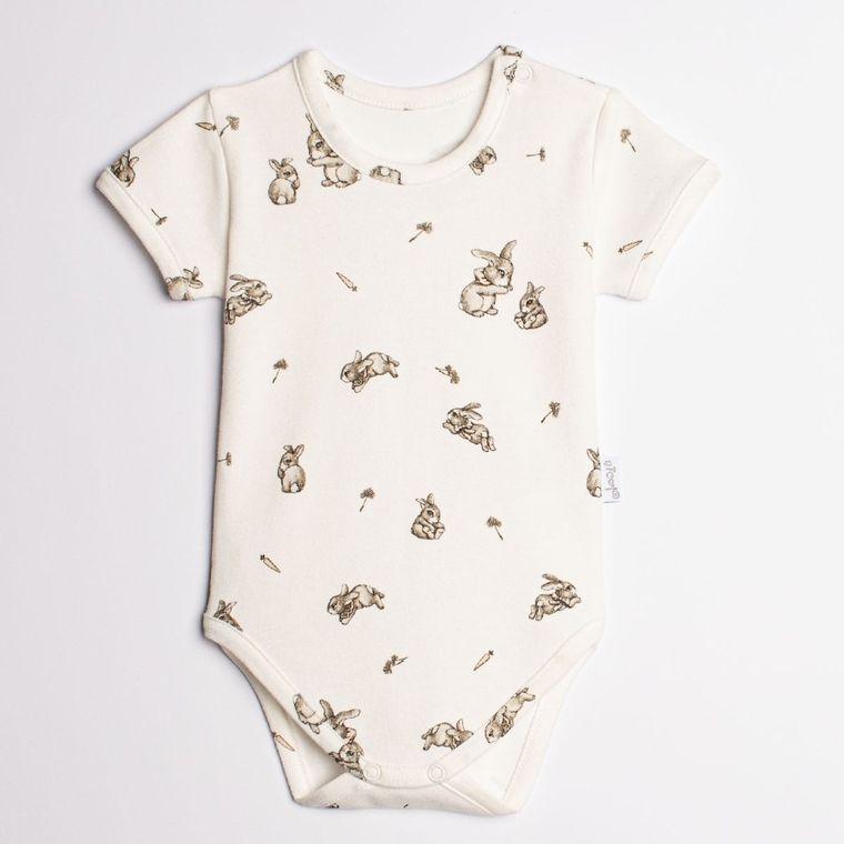 Body dziewczęce z krótkim rękawem, beżowe, Nicol