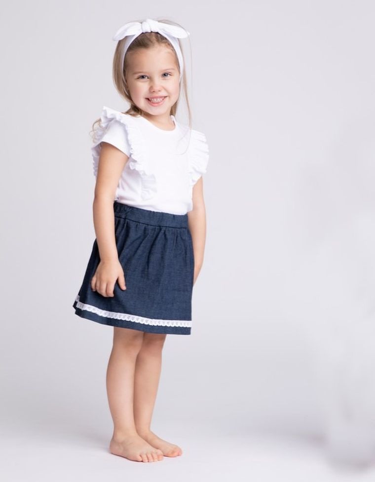 Body dziewczęce z krótkim rękawem, białe, Nicol