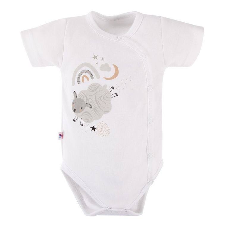 Body dziewczęce z krótkim rękawem, białe, owieczka, Eevi