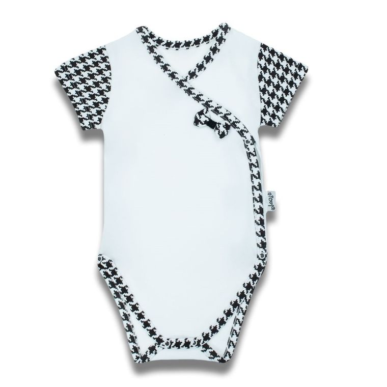 Body dziewczęce z krótkim rękawem, biało-czarne, Nicol