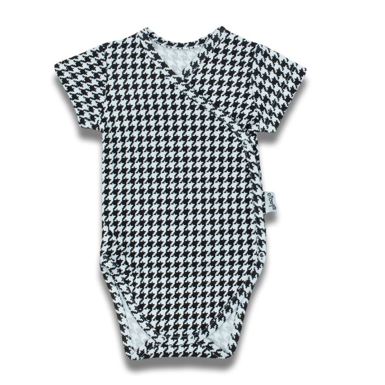 Body dziewczęce z krótkim rękawem, biało-czarne, Nicol